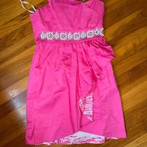 Lilly Pulitzer Pink Beaded Dress with Floral Embellishments